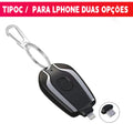Power Bank Chaveiro 1500mAh Mini Carregador Portátil Recarregável Led Bateria Externa Para Emergência Celular