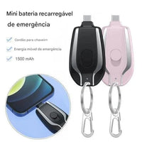 Power Bank Chaveiro 1500mAh Mini Carregador Portátil Recarregável Led Bateria Externa Para Emergência Celular