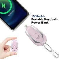 Power Bank Chaveiro 1500mAh Mini Carregador Portátil Recarregável Led Bateria Externa Para Emergência Celular